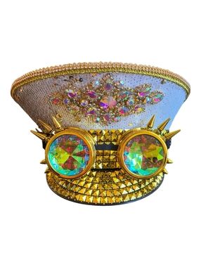 Military Hat Unicorn 🦄 Sequin Fabric Detachable Gold Kaleidoscope Googles